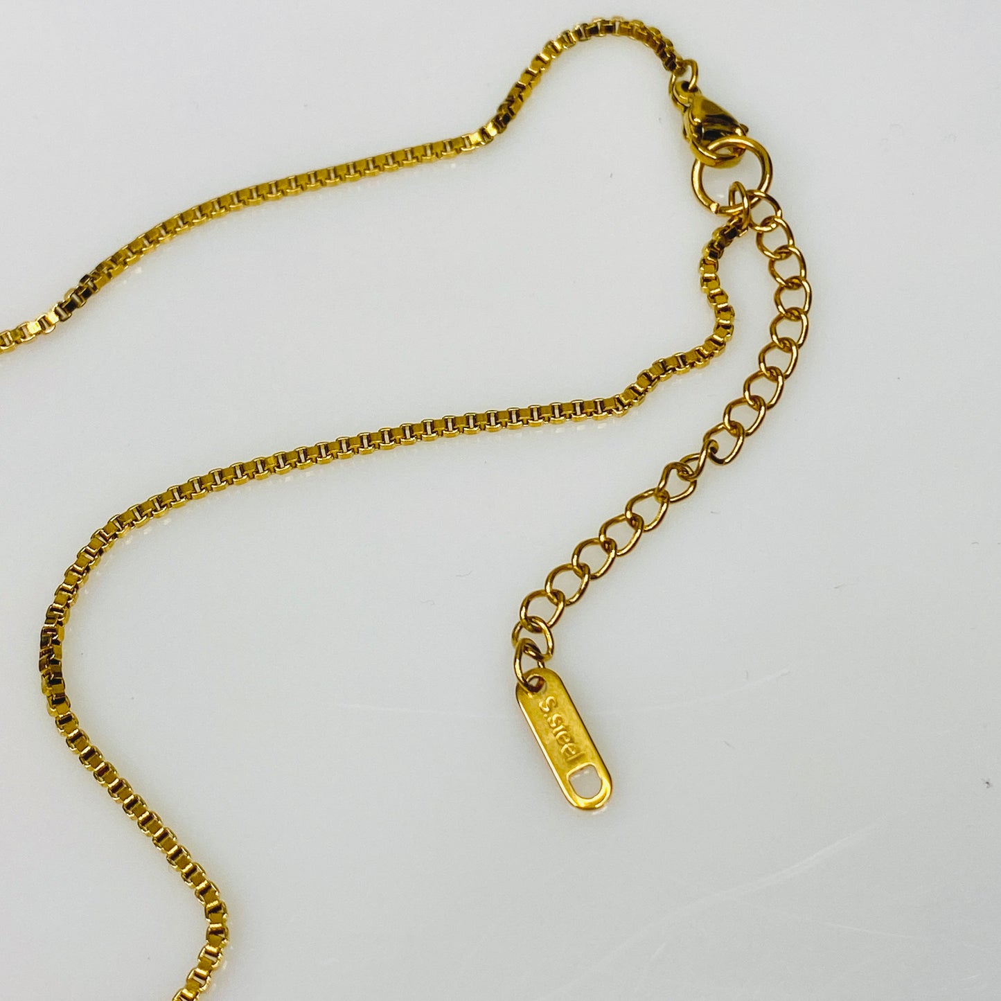 Birthstone & Initials Box Chain Necklace