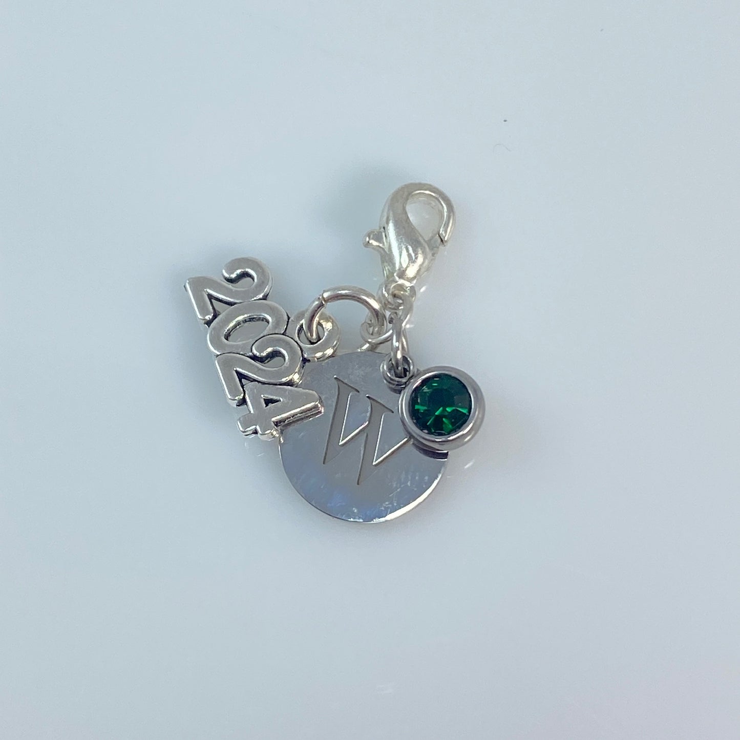 Letter, Birthstone & Year Charm Paperclip Chain Necklace