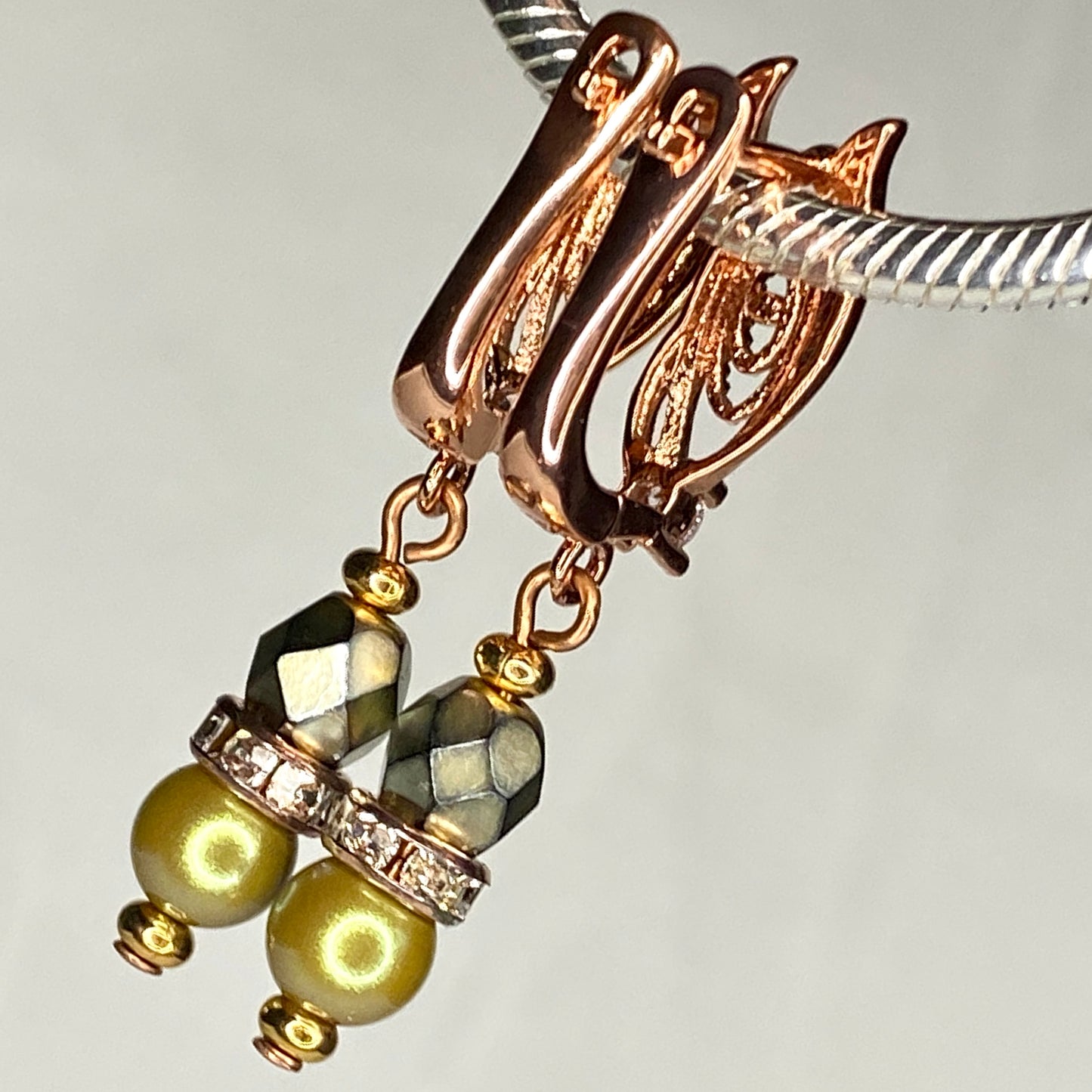 Pearl & Czech Glass CZ Hook Earrings