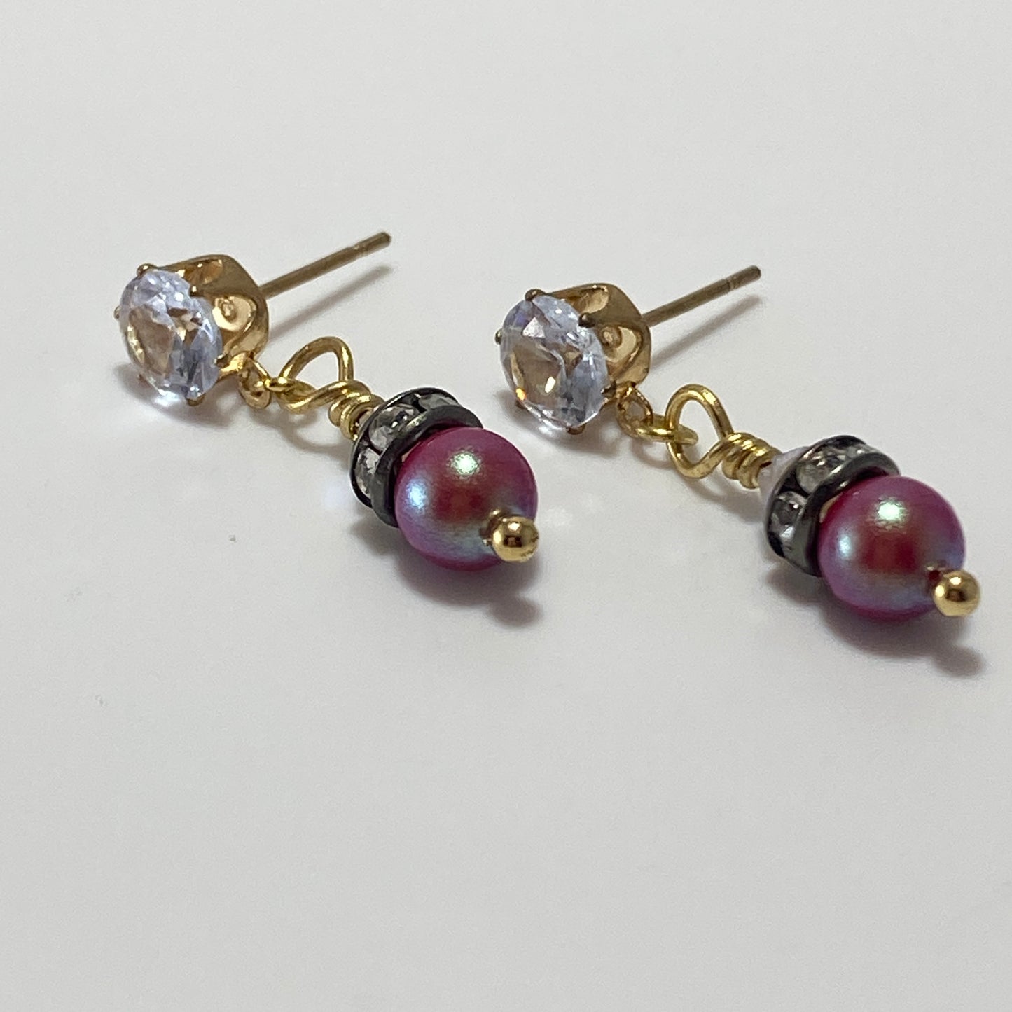 Crystals & Pearls CZ Stud Earrings