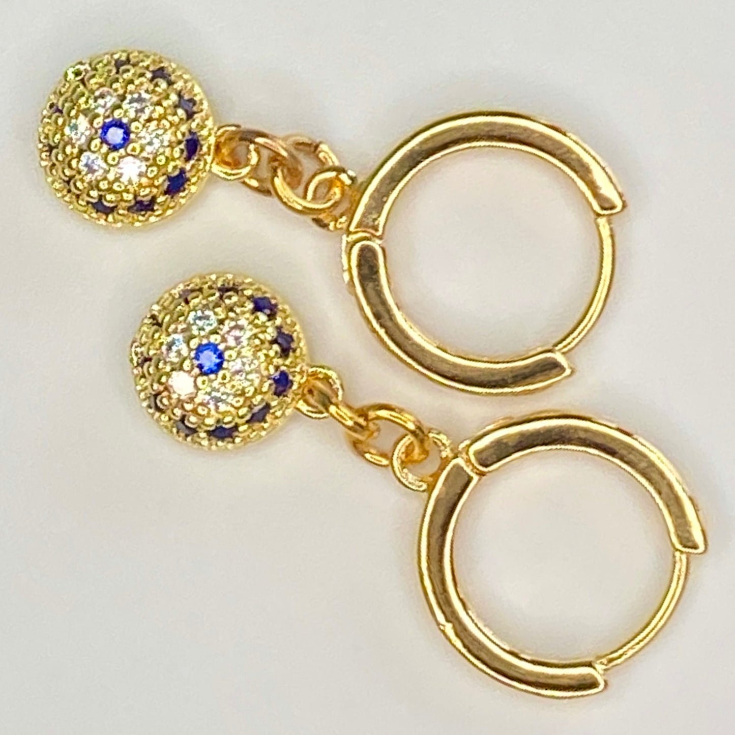 CZ Drop Hoop Earrings