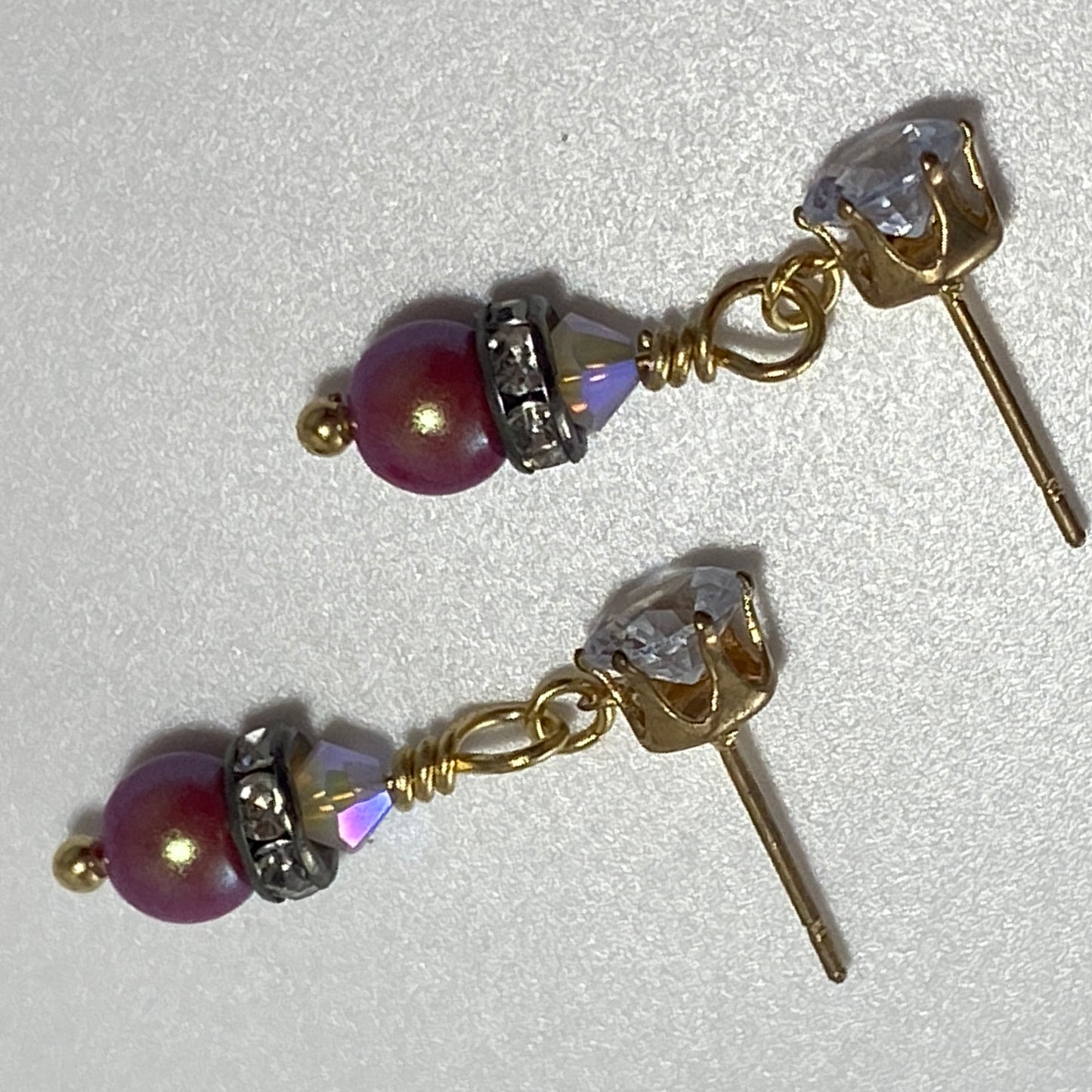 Crystals & Pearls CZ Stud Earrings