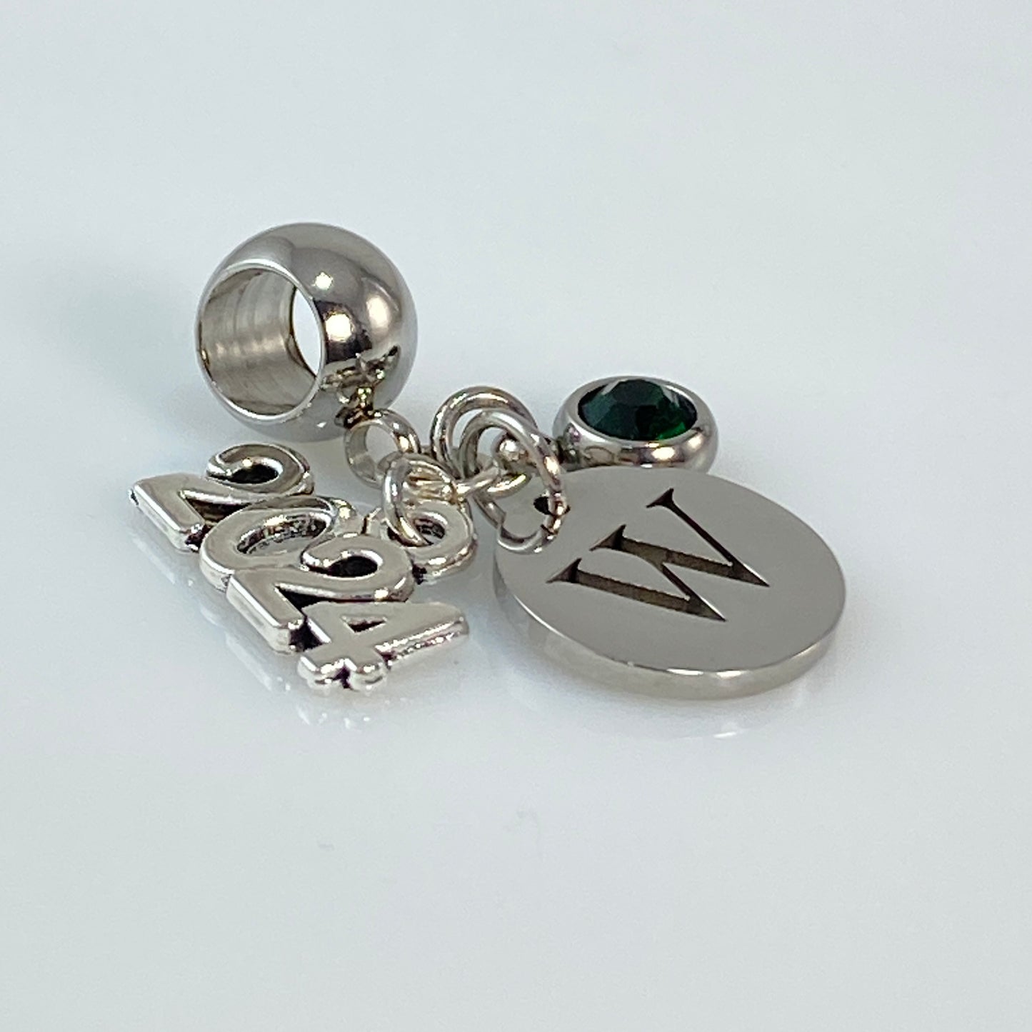 Letter & Birthstone Charm Paperclip Chain Necklace with 2024 / 2025 / 2026 Year