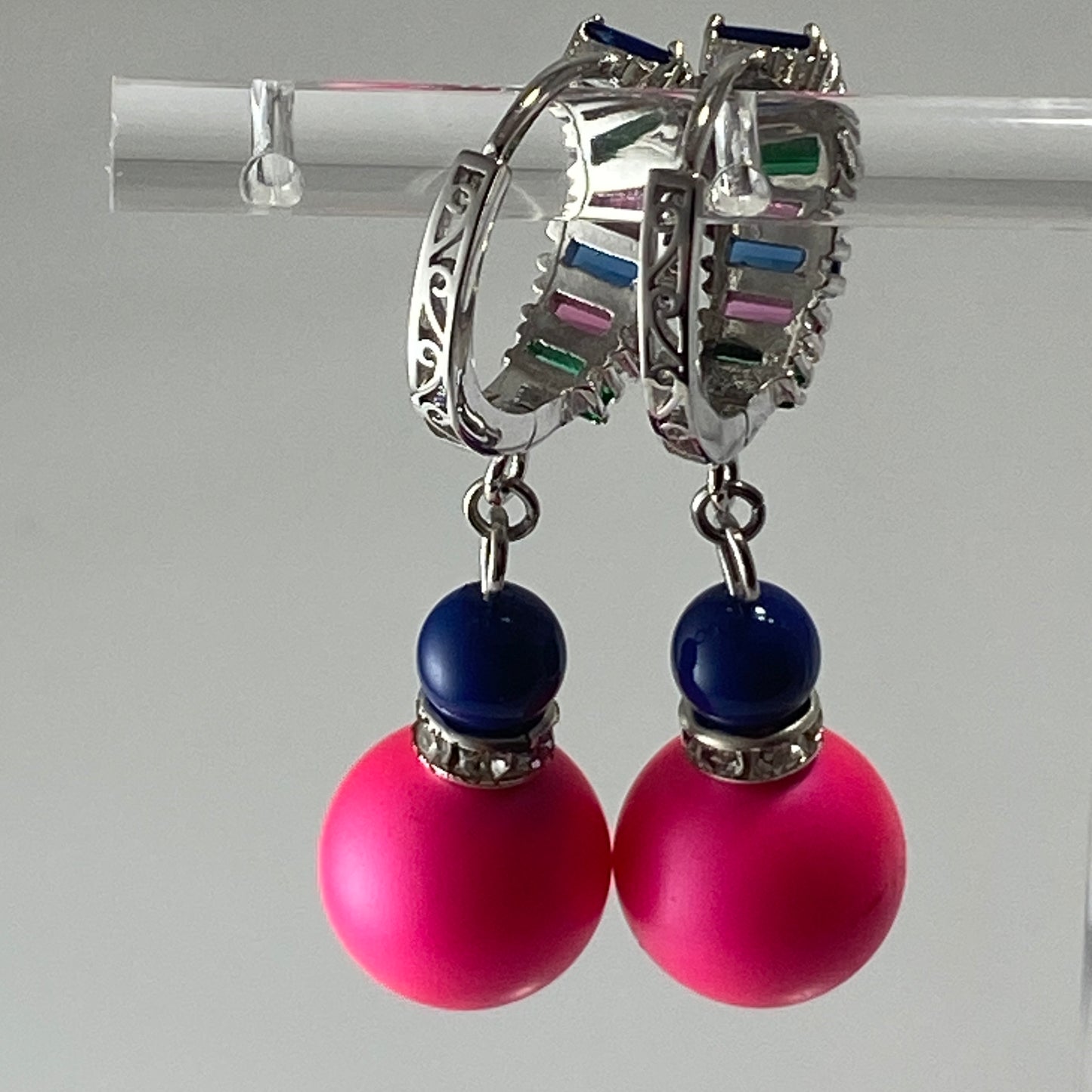 Pearls Sterling CZ Hoop Earrings