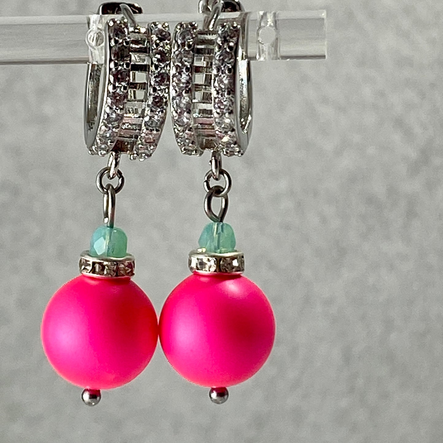 Crystals & Pearls Sterling CZ Hoop Earrings