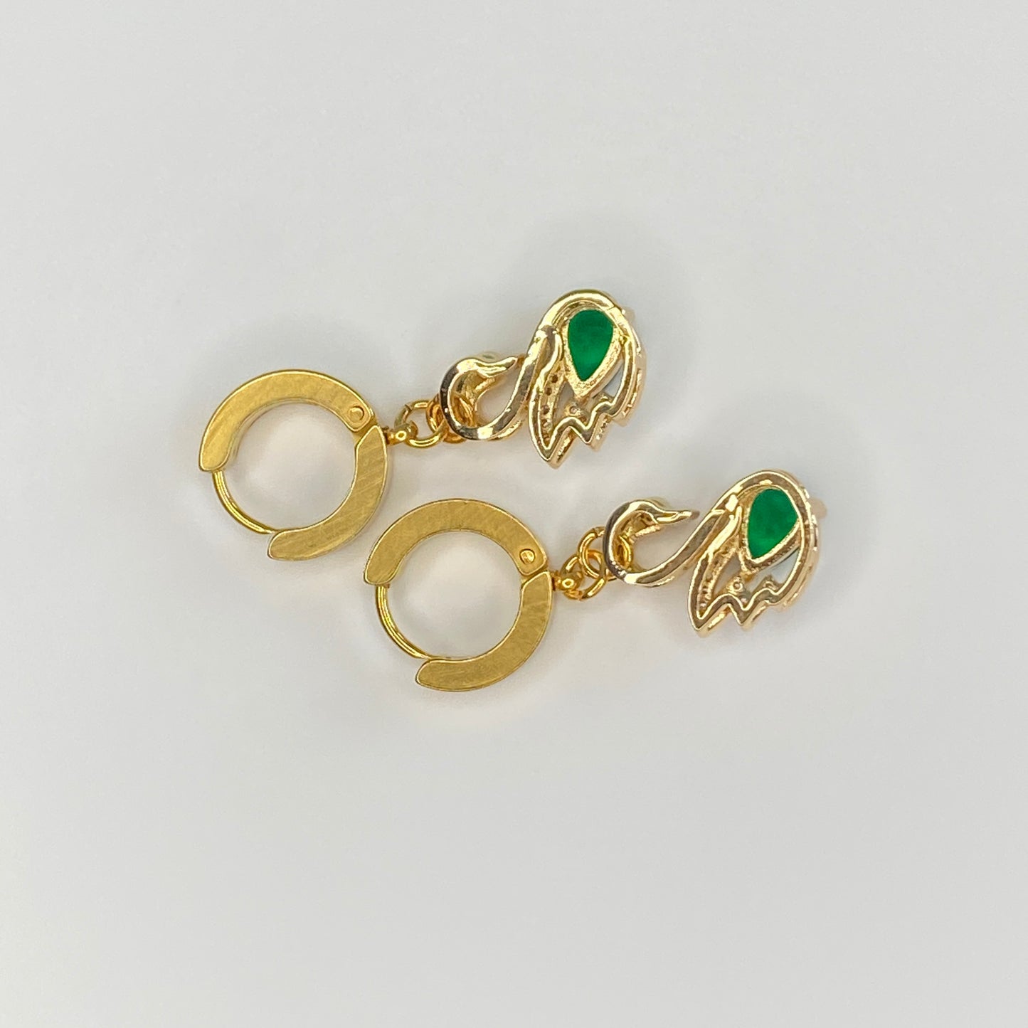CZ Swan Huggie Hoop Earrings