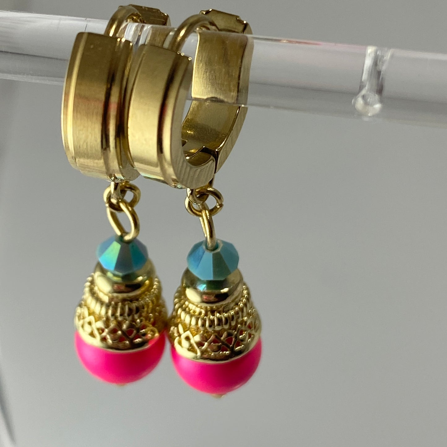 Crystals & Pearls Huggie Hoop Earrings