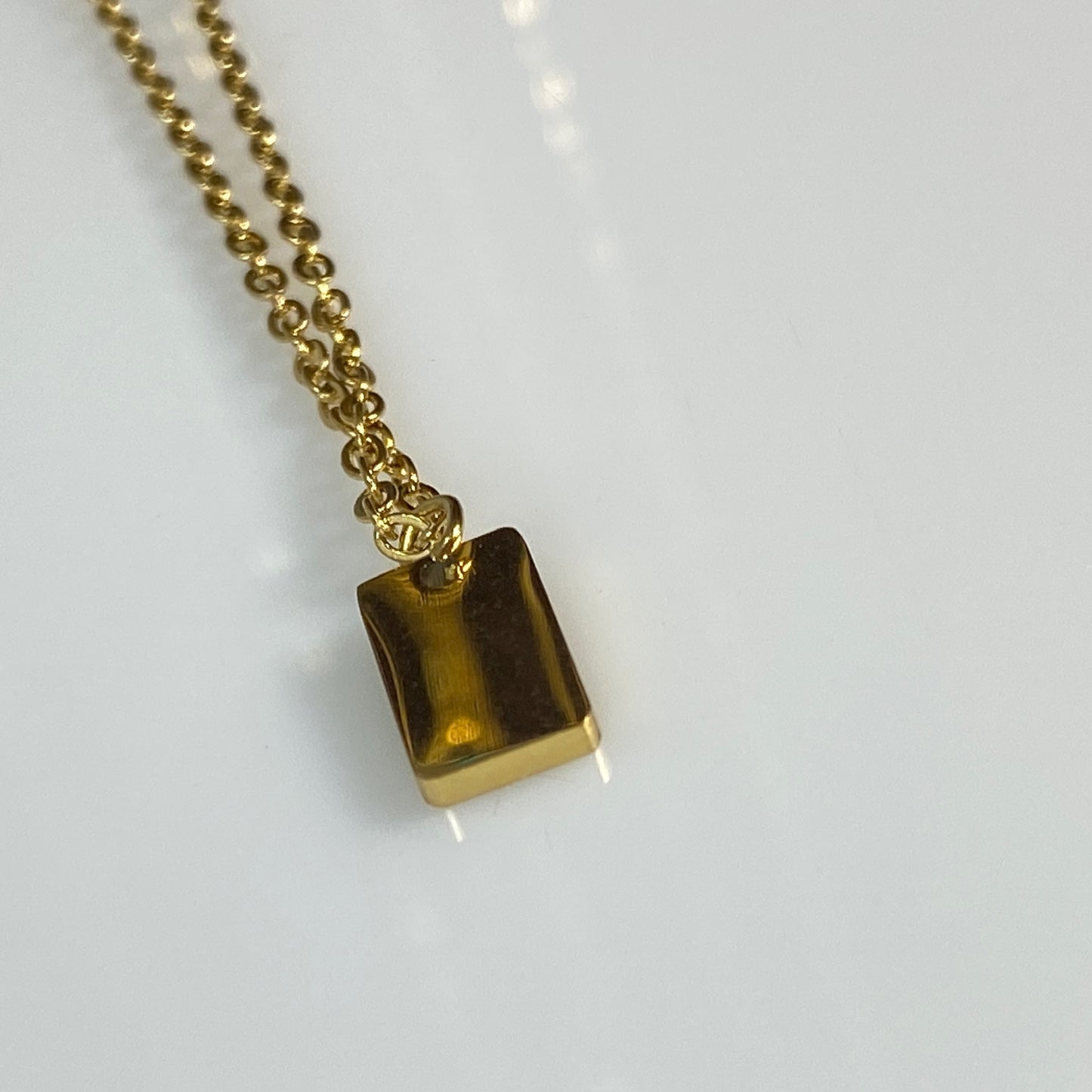 Tiny Rectangular Initial Cable Chain Necklace