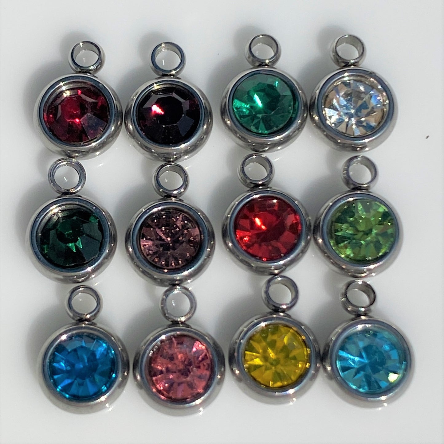 Silver Birthstone, Birth Flower & Initial Letter Safety Pin on Paperclip Necklace