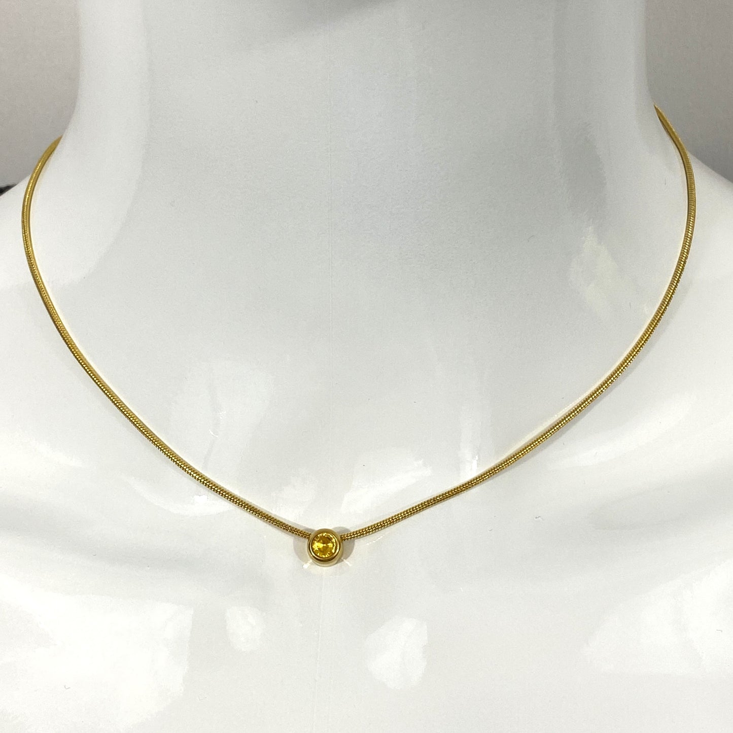 Birthstone Snake Chain Necklace MADE IN CANADA