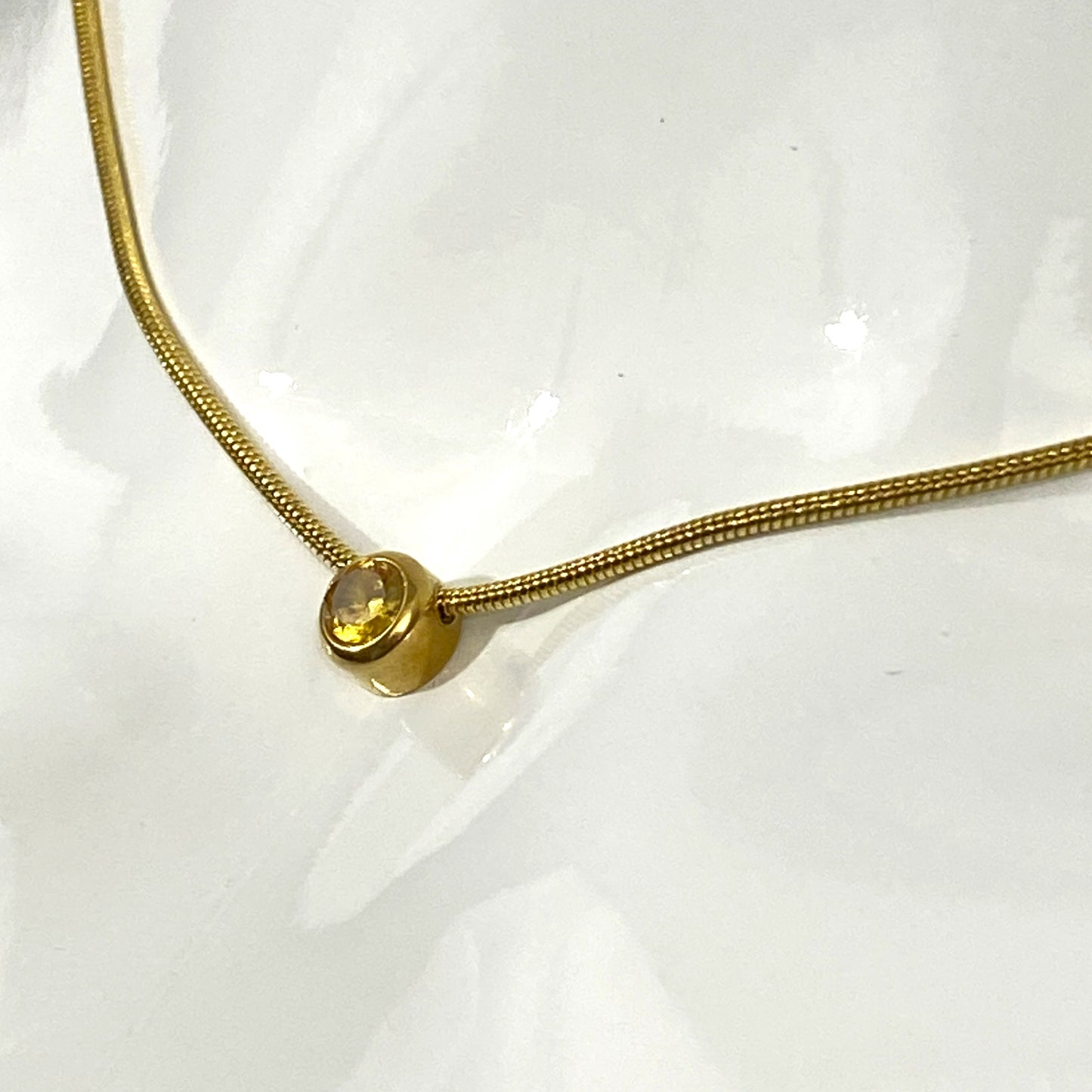 Birthstone Snake Chain Necklace MADE IN CANADA