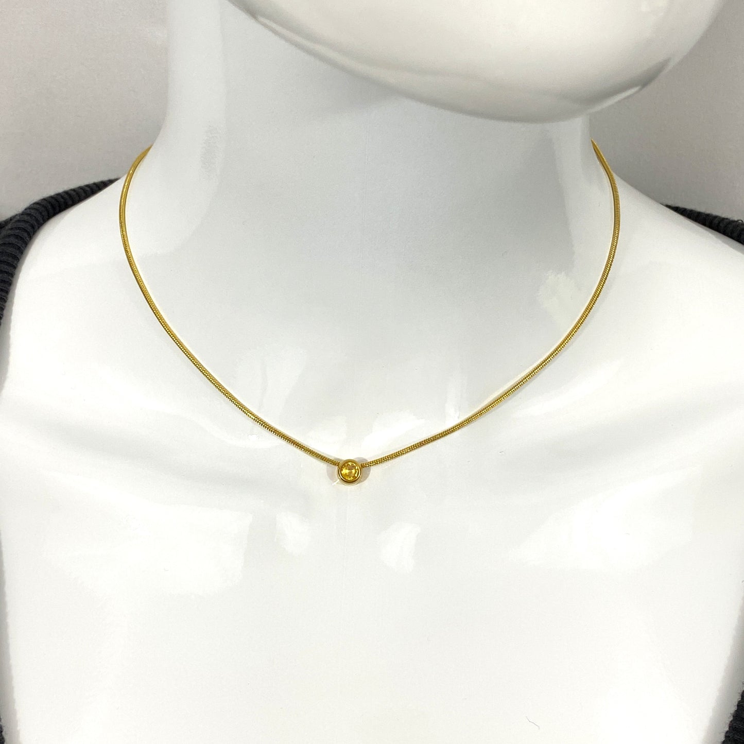 Birthstone Snake Chain Necklace MADE IN CANADA