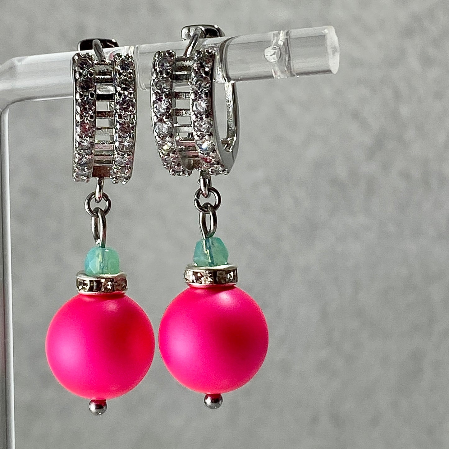 Crystals & Pearls Sterling CZ Hoop Earrings