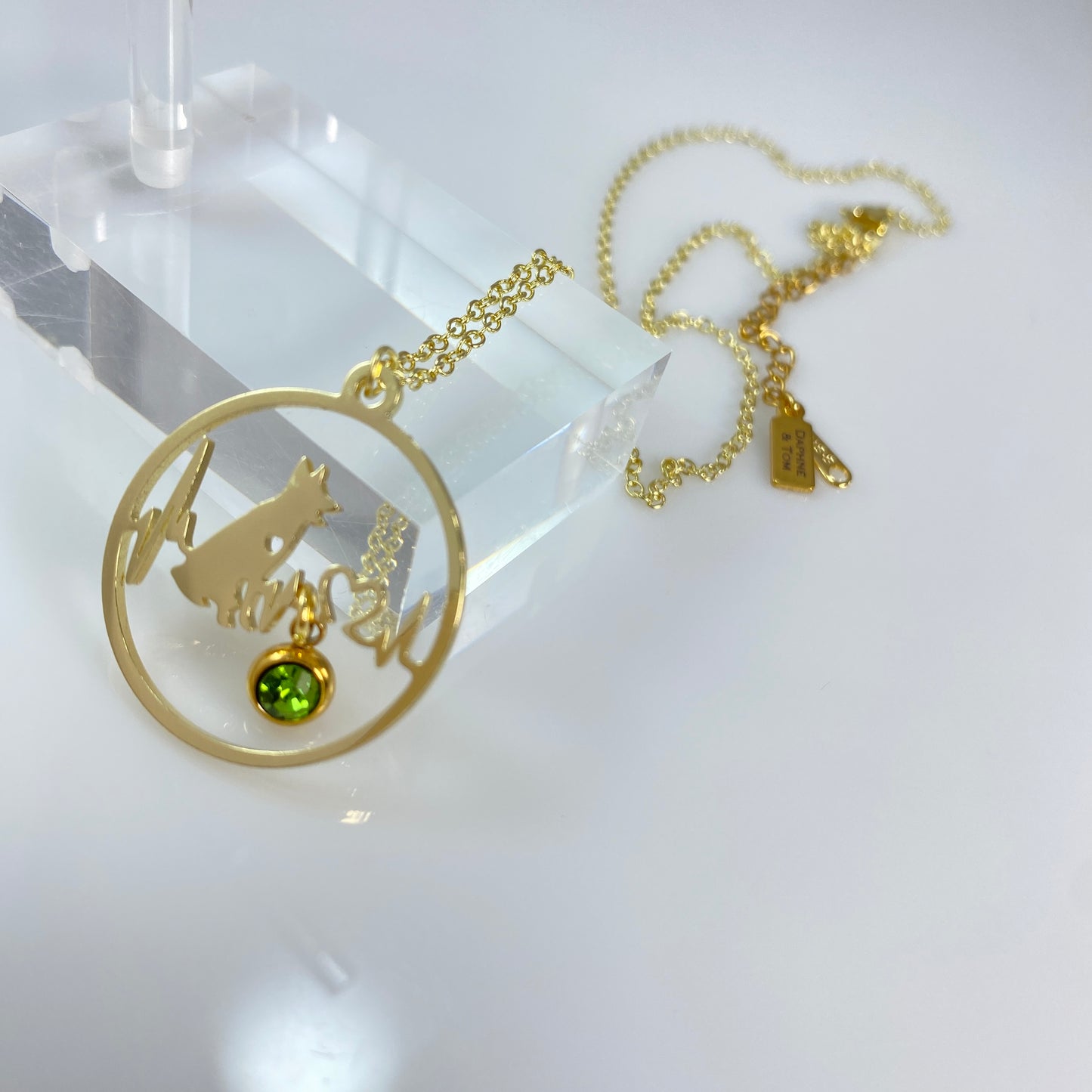 Collier avec pendentif en forme de cœur et de battement de cœur en or ou en argent 18 carats avec pierre de naissance et acier inoxydable
