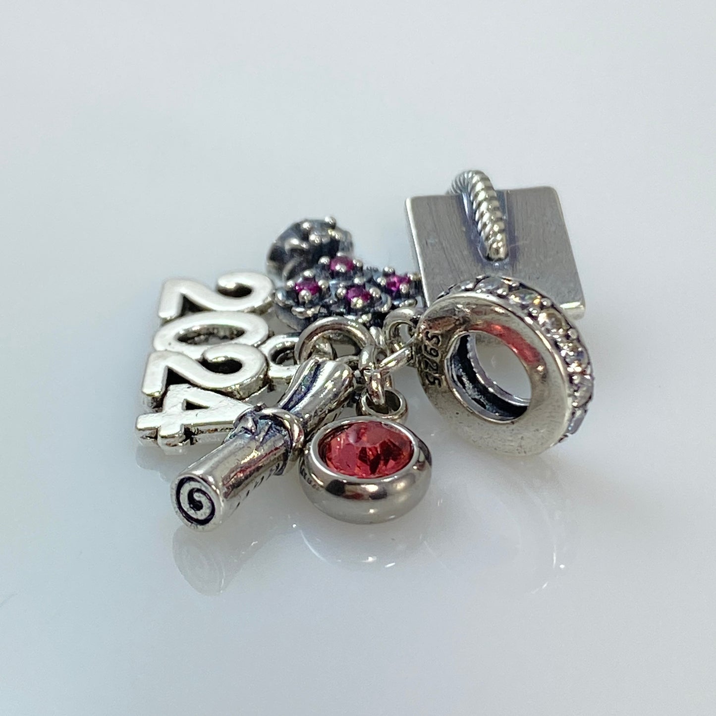 Graduation Hat, Year & Birthstone Charm 2024, 2025, 2026