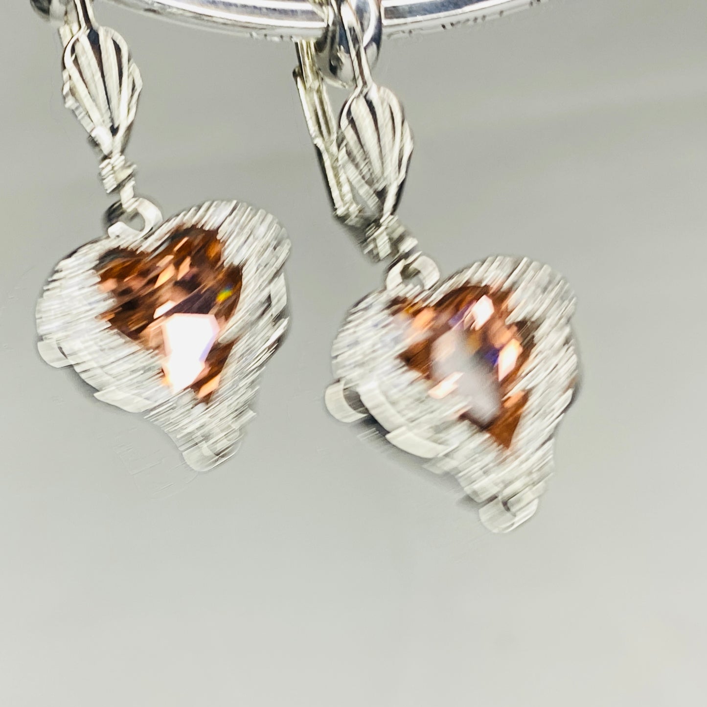 CZ Heart Hook Earrings
