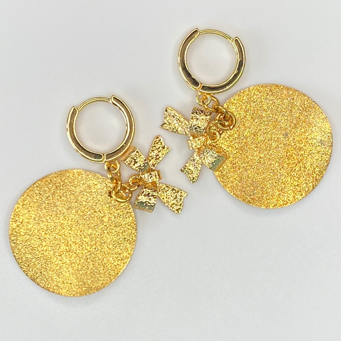 Bows & Disks Huggie Hoop Earrings