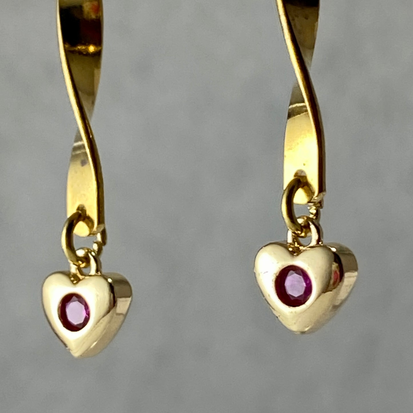 CZ Heart & Twisted Bars Stud Earrings