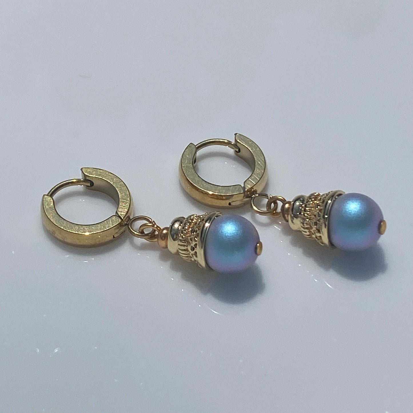 Pearl Huggie Hoop Earrings