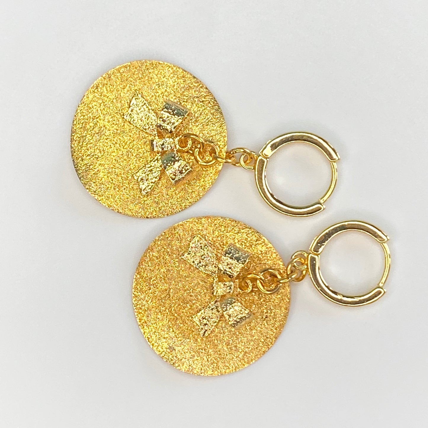 Bows & Disks Huggie Hoop Earrings