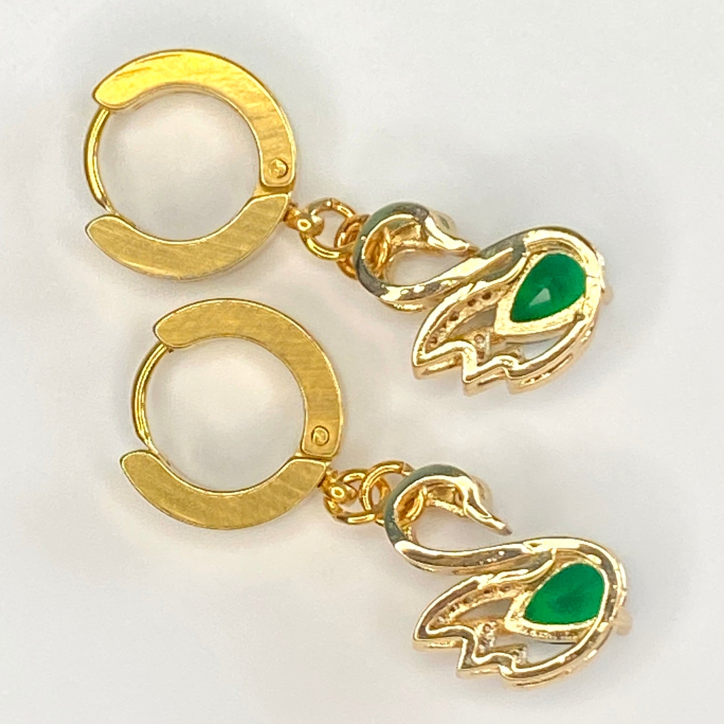 CZ Swan Huggie Hoop Earrings