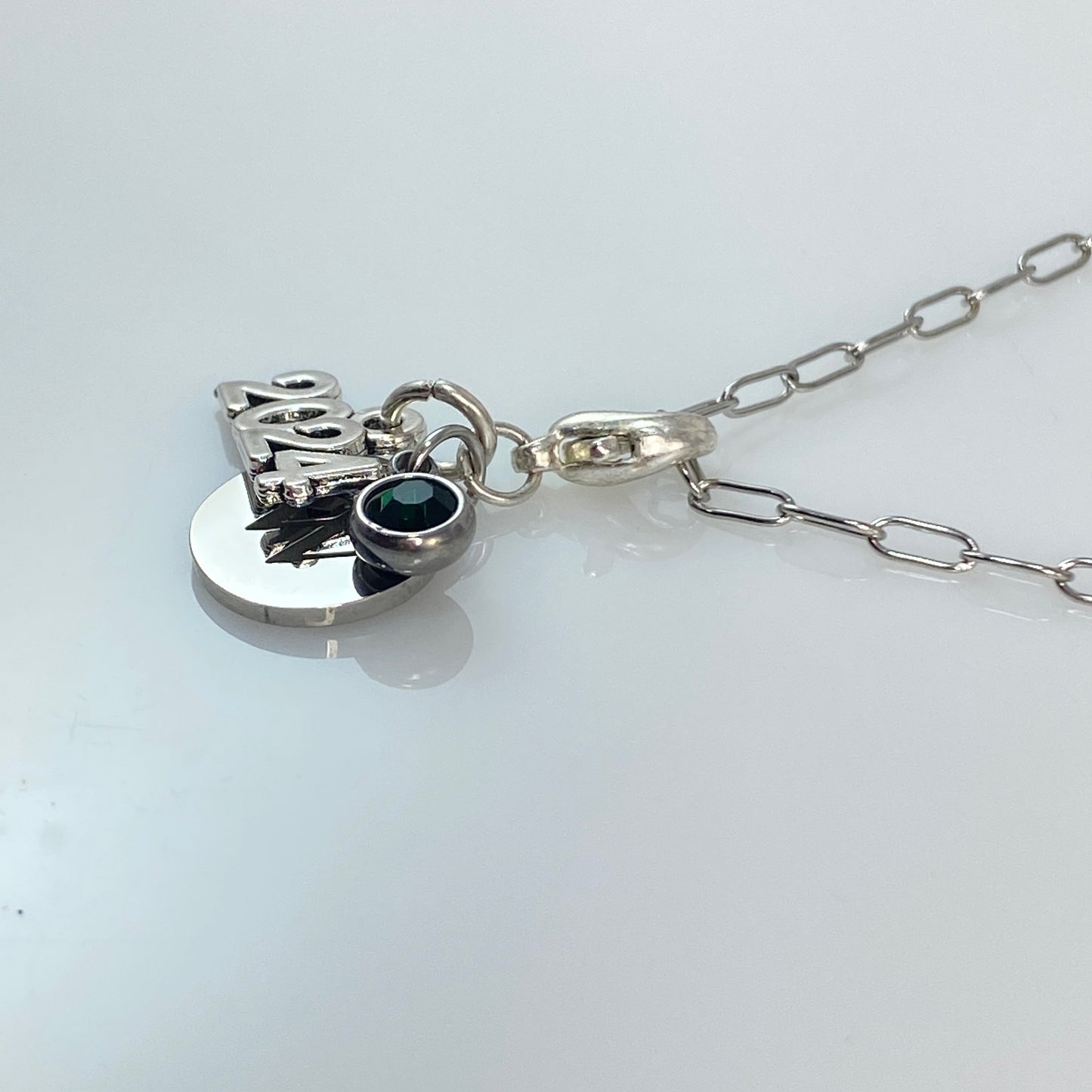 Letter, Birthstone & Year Paperclip Chain Necklace