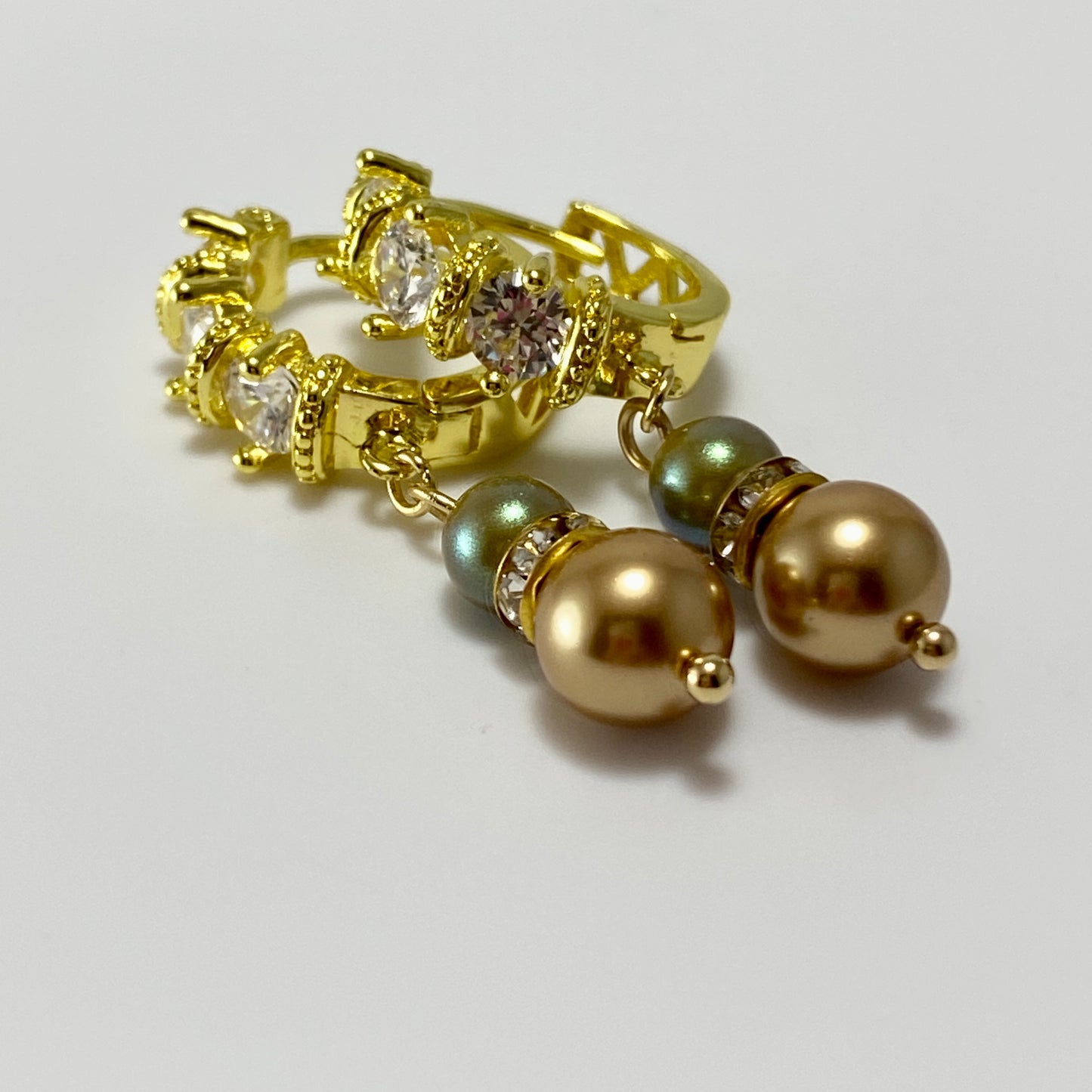 Pearl CZ Hoop Earrings