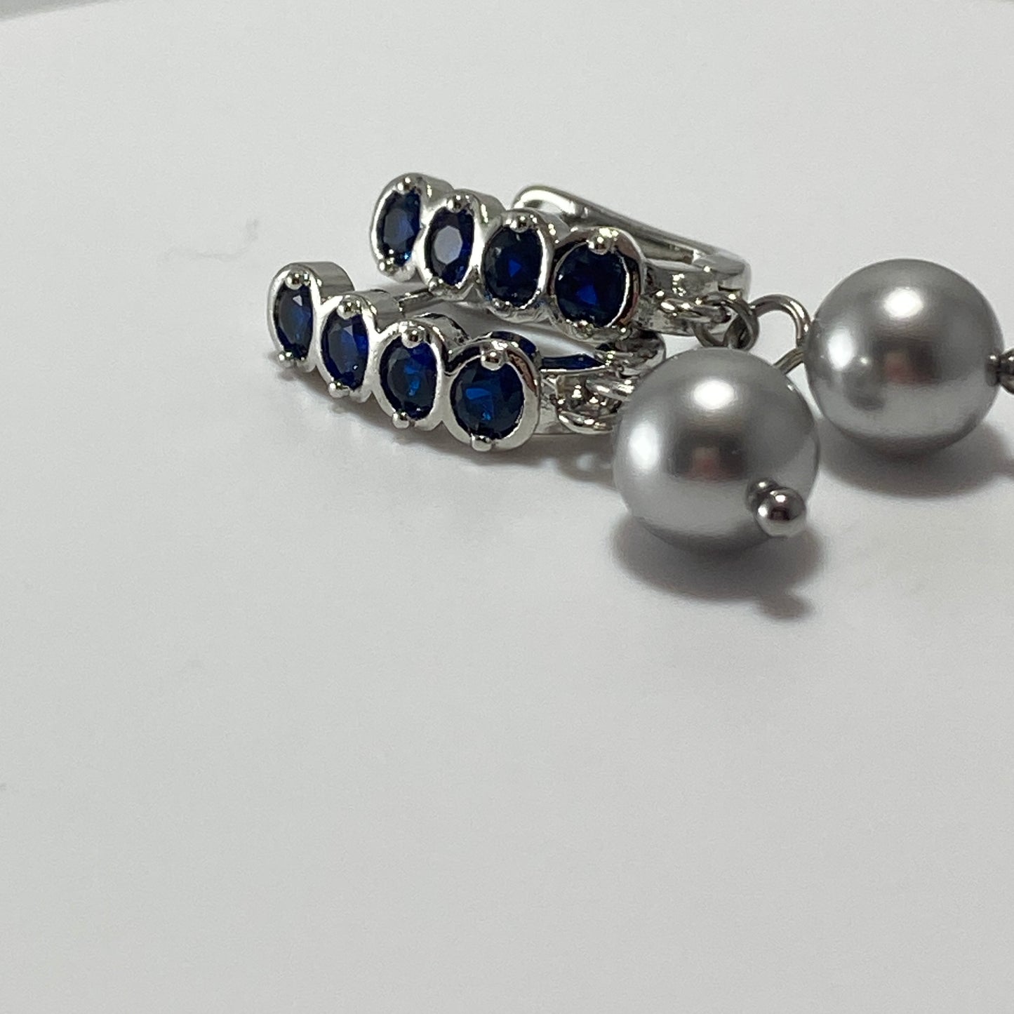 Pearl CZ Hoop Earrings