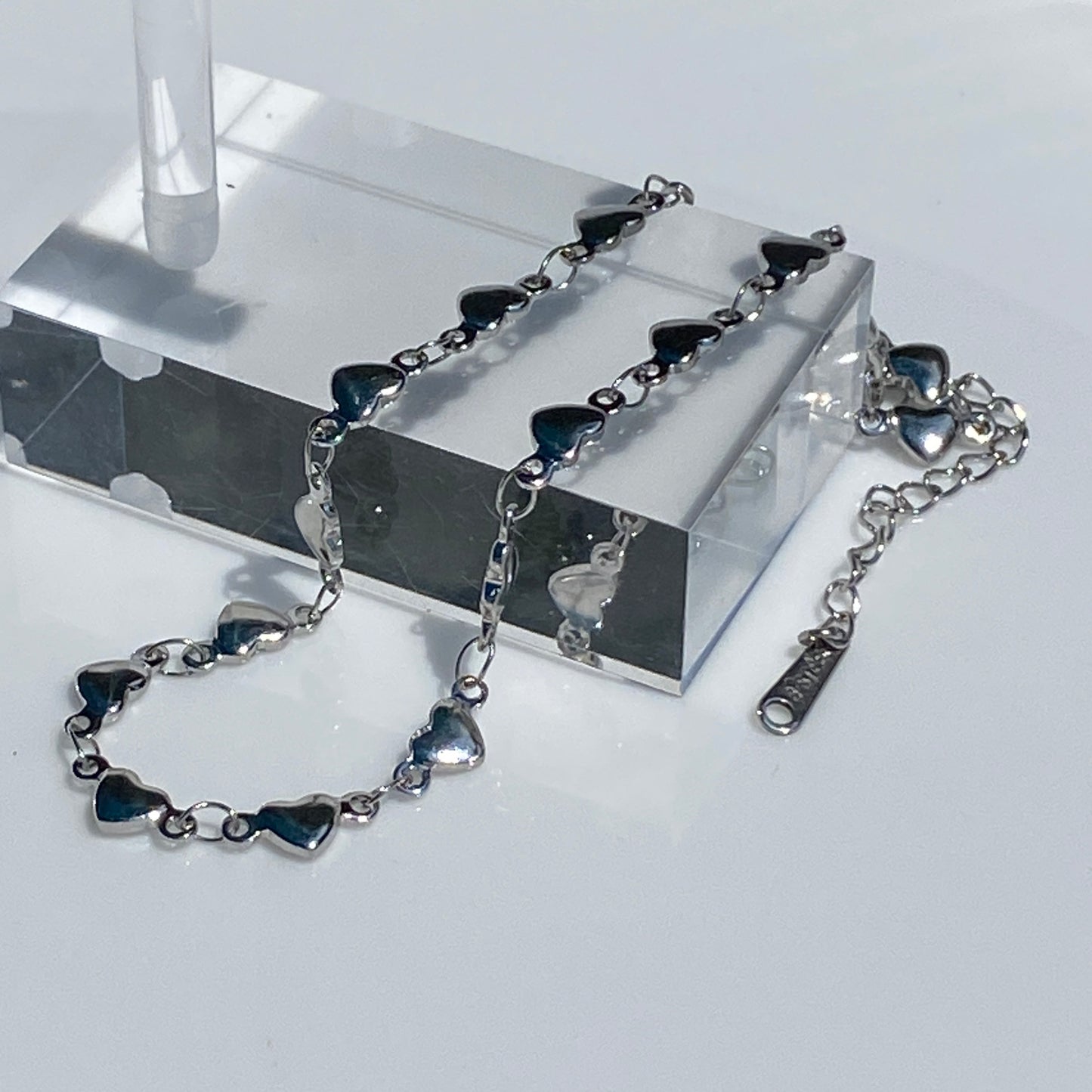 Bracelet chaîne coeur argent acier inoxydable
