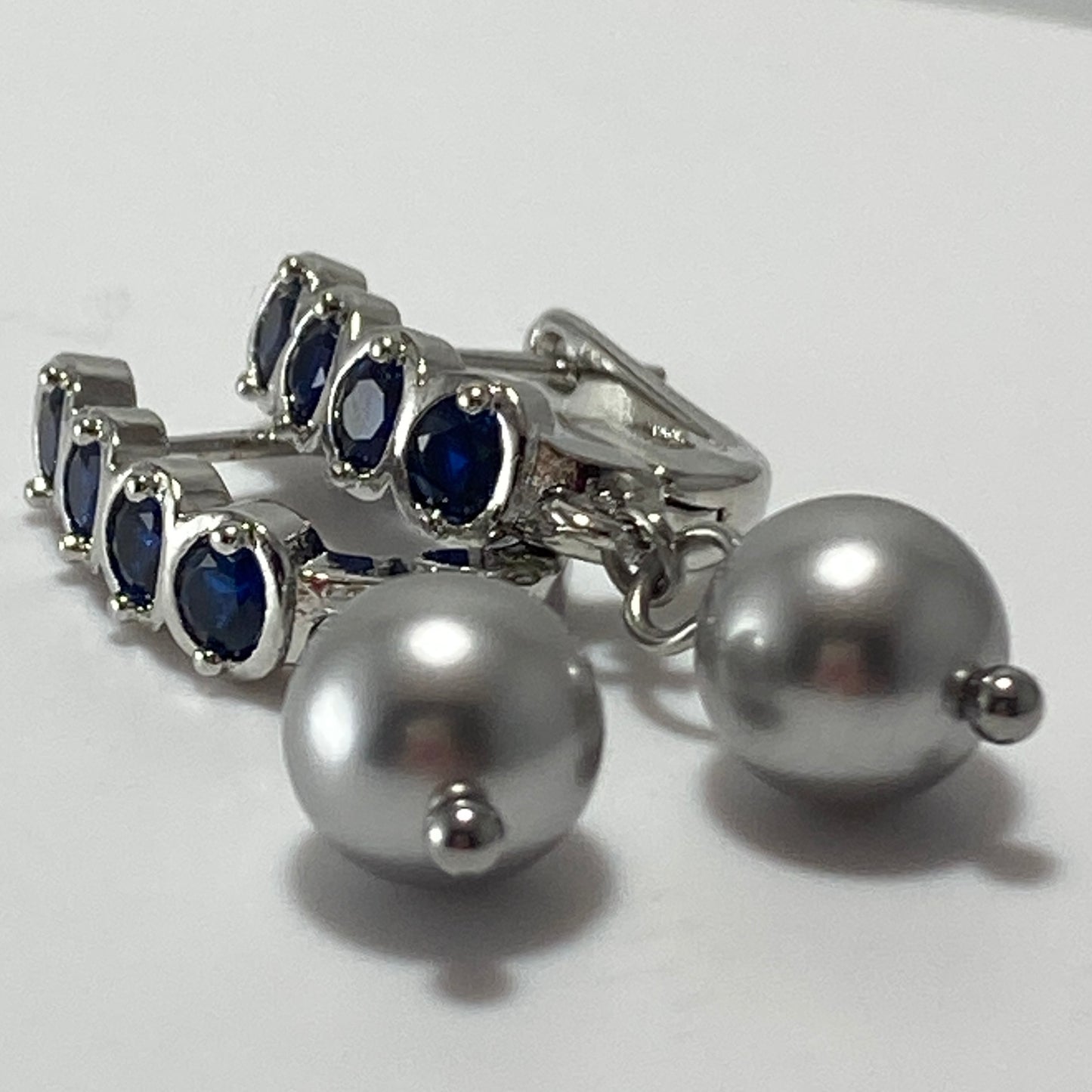Pearl CZ Hoop Earrings