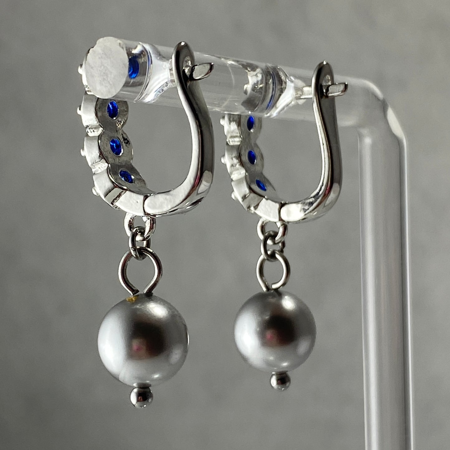 Pearl CZ Hoop Earrings