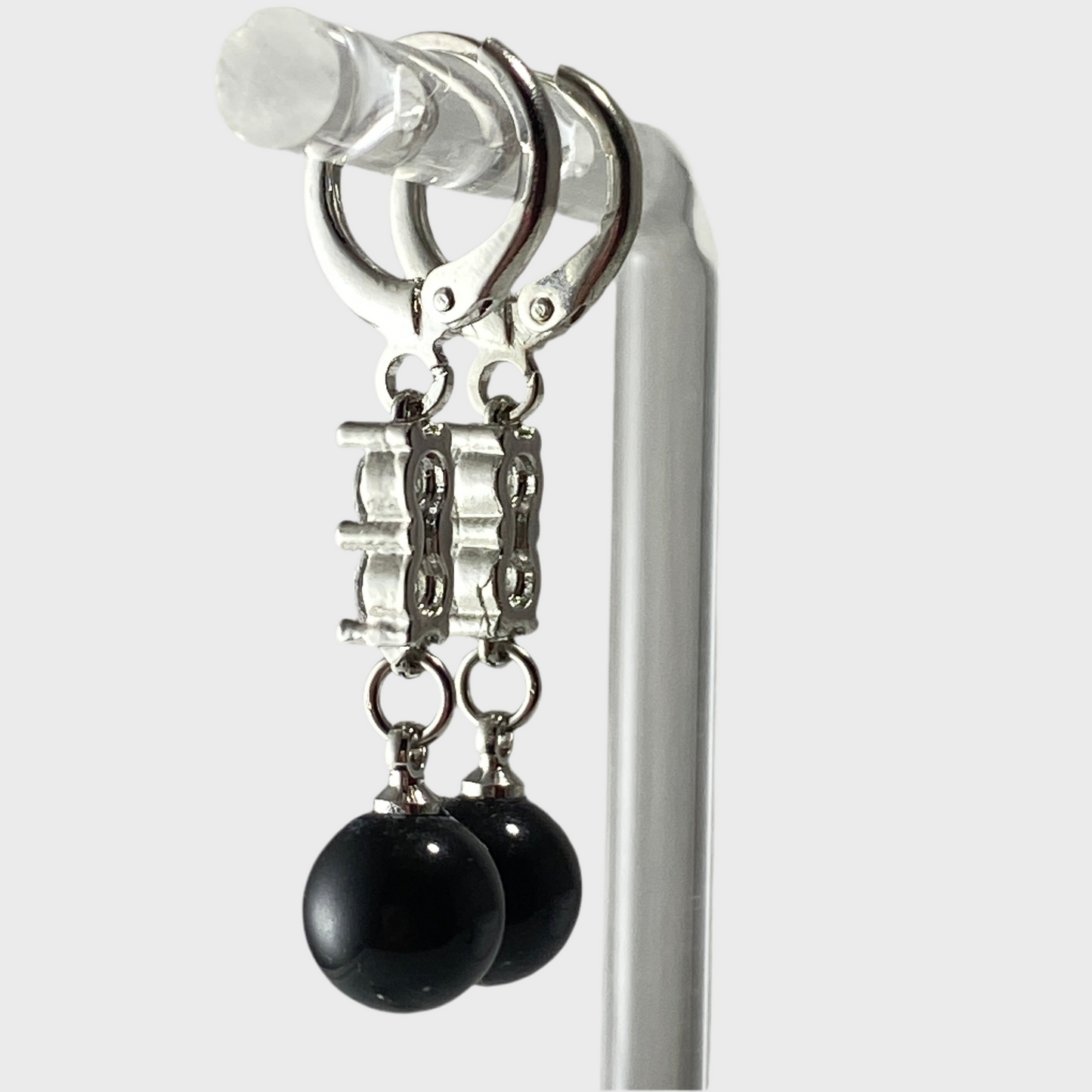 Boucles d'oreilles créoles en argent sterling avec perles de cristal autrichiennes et pierres en oxyde de zirconium