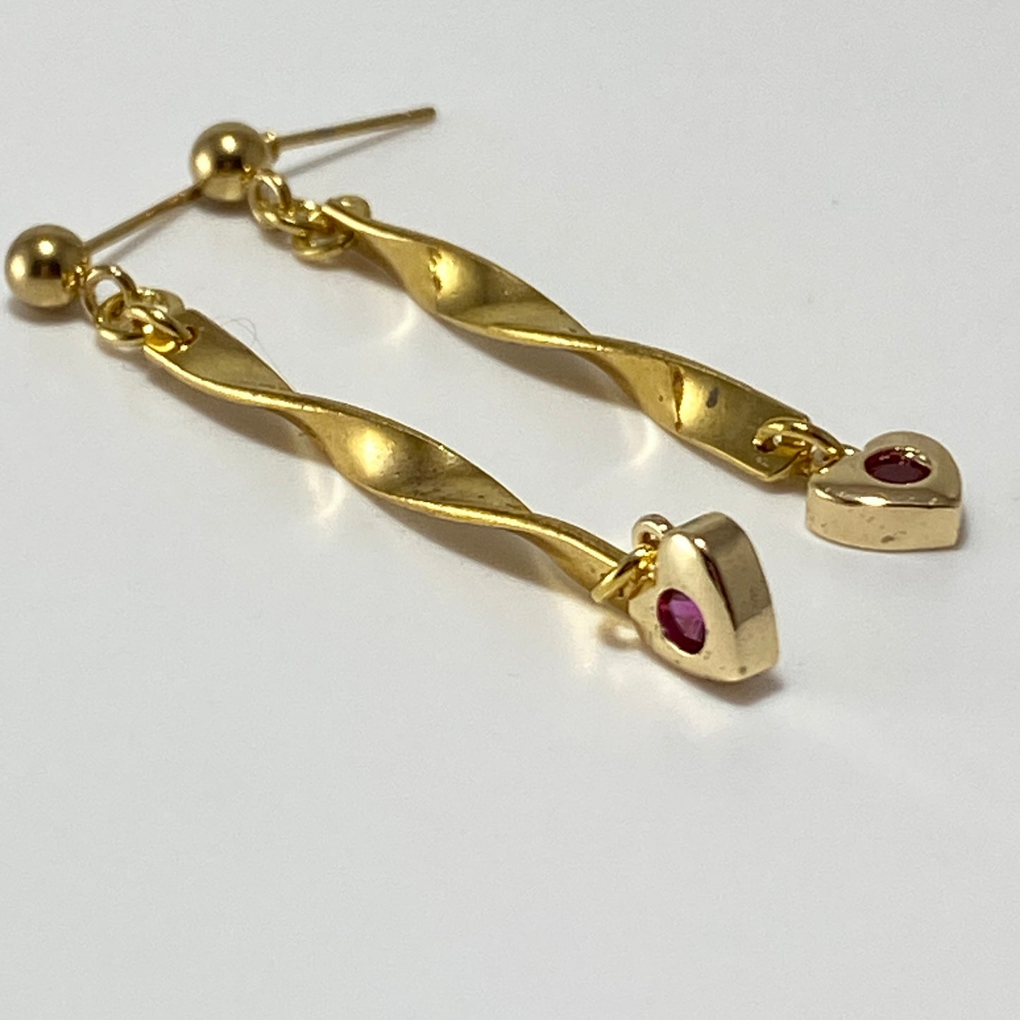 CZ Heart & Twisted Bars Stud Earrings