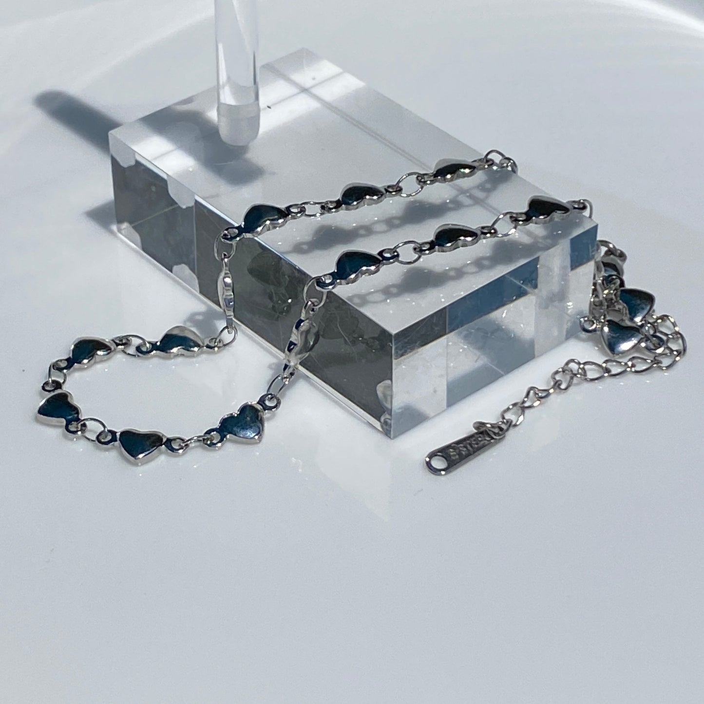 Bracelet chaîne coeur argent acier inoxydable