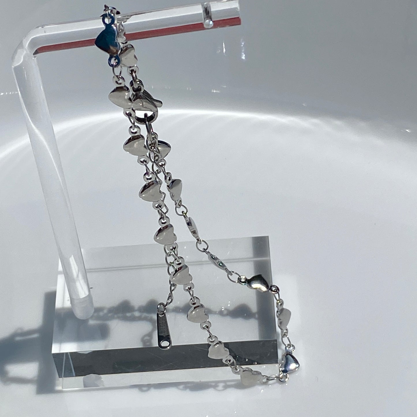 Bracelet chaîne coeur argent acier inoxydable