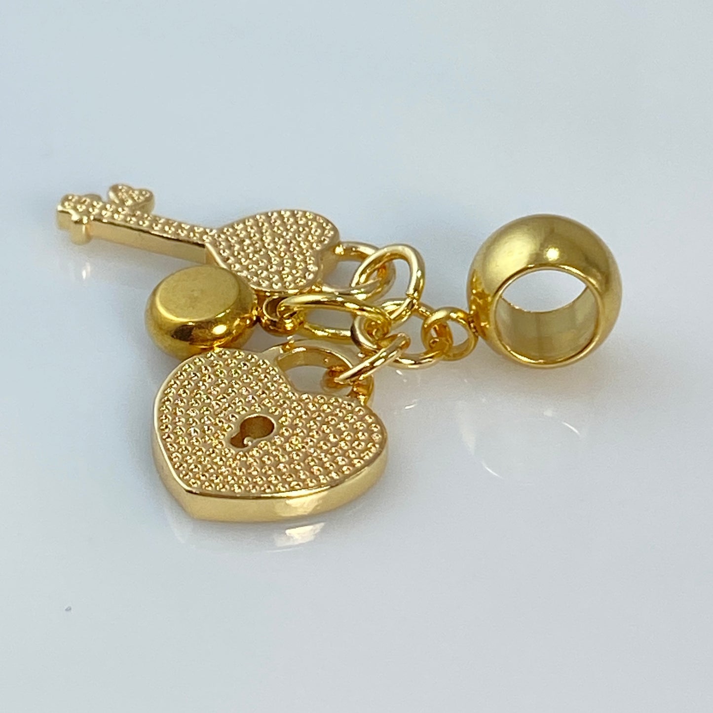 Enamel Heart & Key Birthstone Pendant Charm