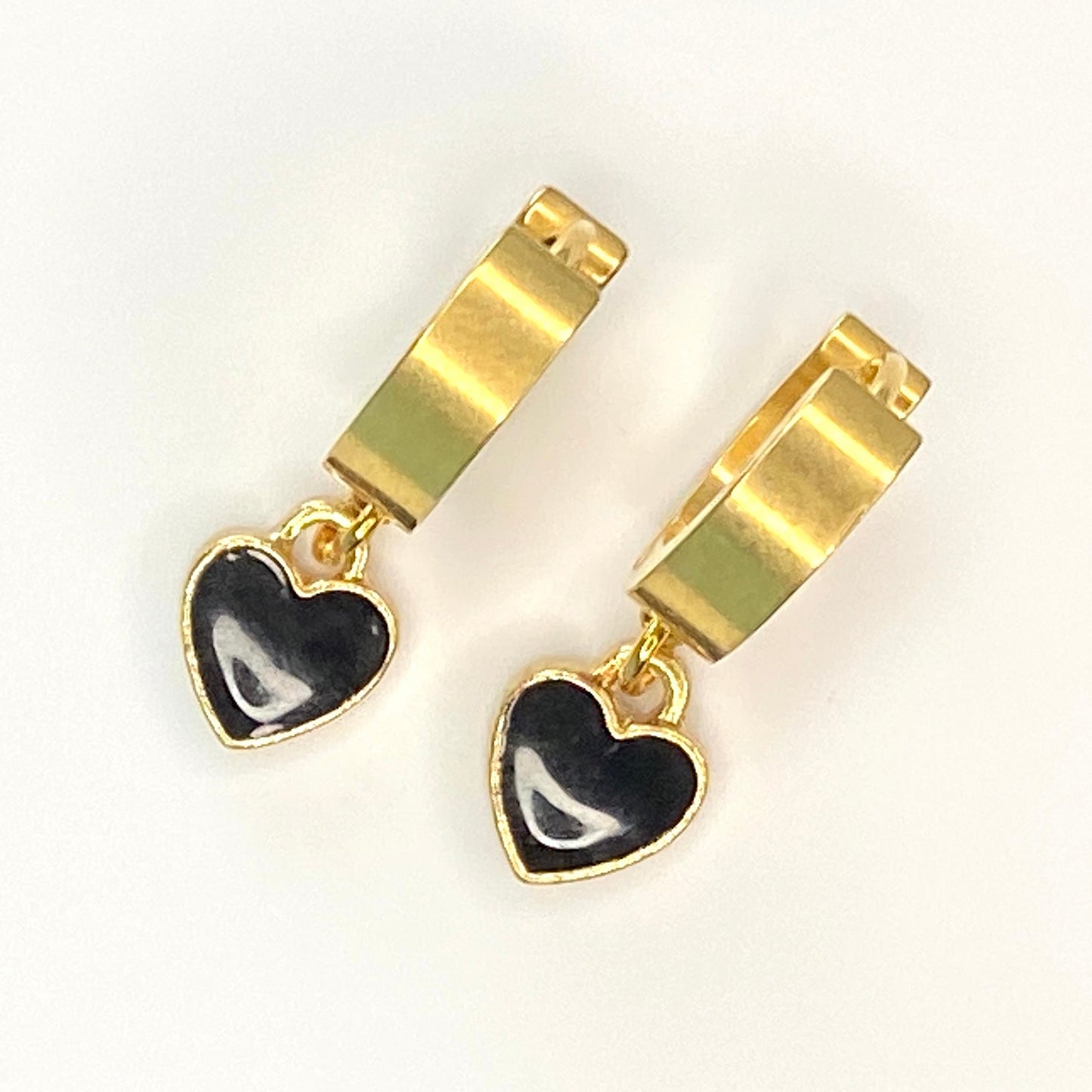 Enamel Hearts Huggie Hoop Earrings