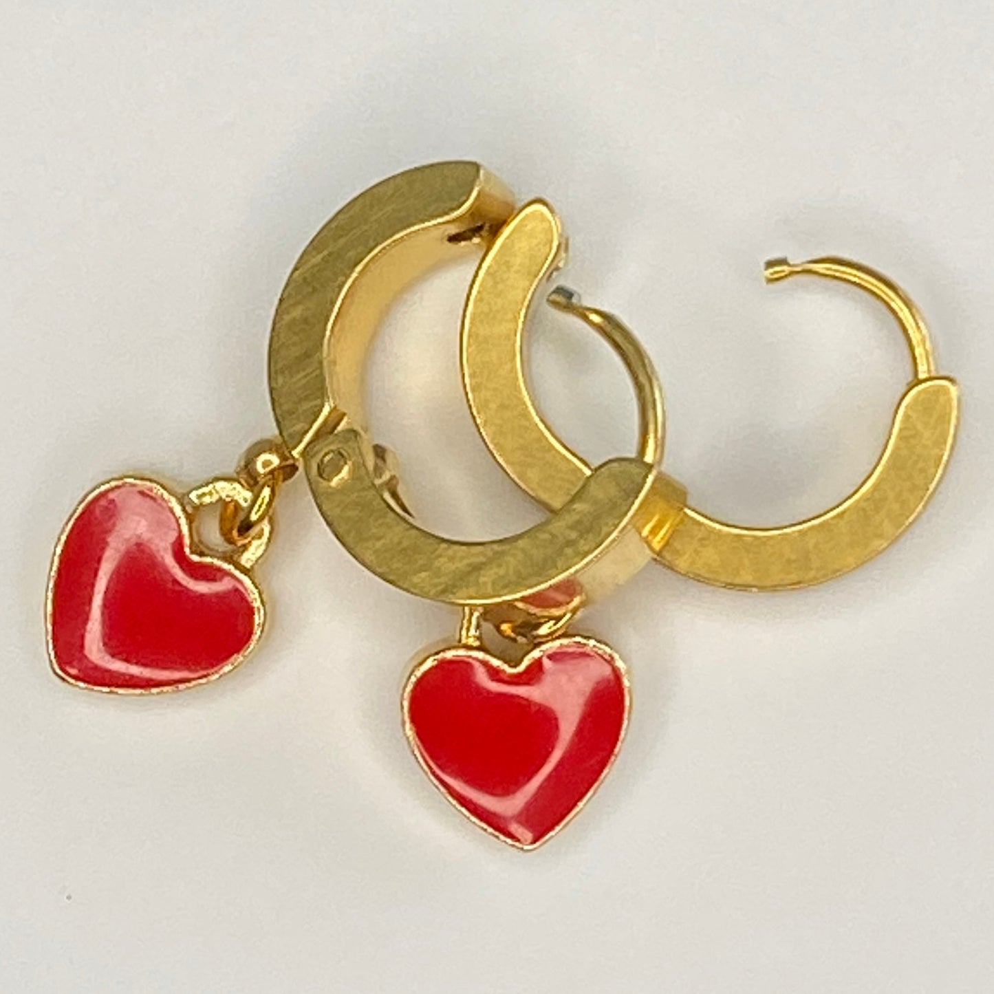 Enamel Hearts Huggie Hoop Earrings
