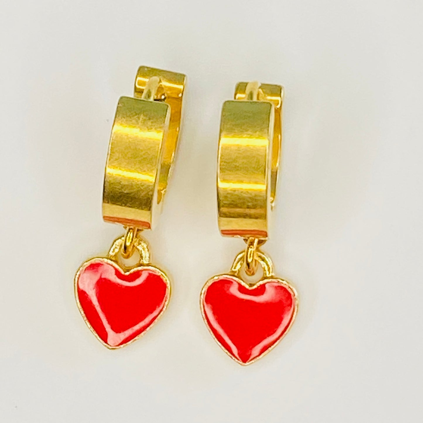 Enamel Hearts Huggie Hoop Earrings