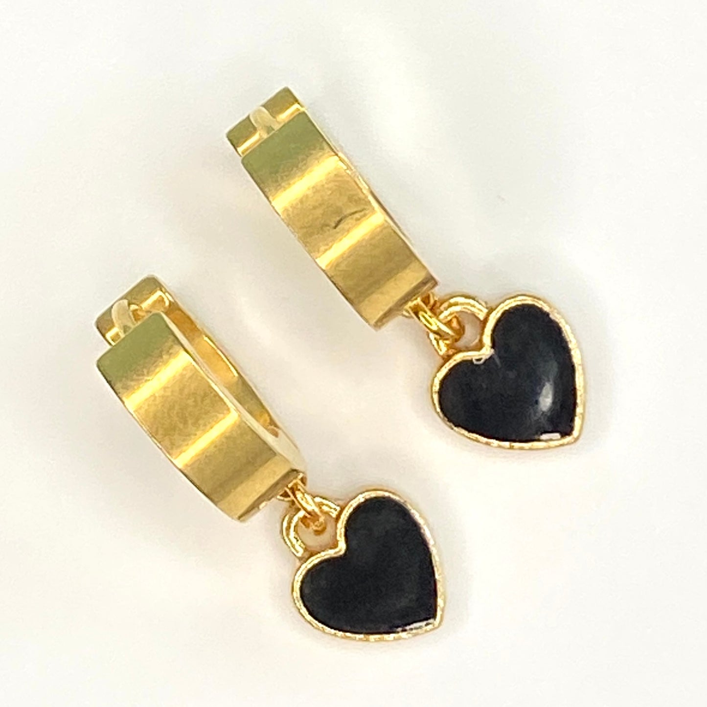 Enamel Hearts Huggie Hoop Earrings
