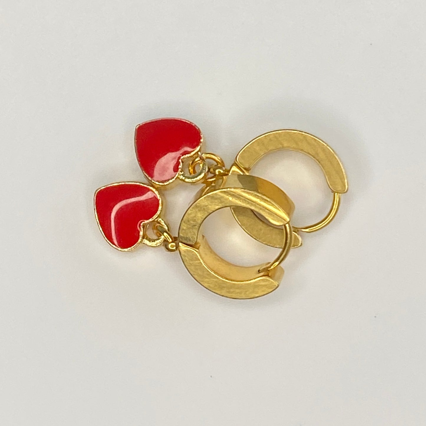 Enamel Hearts Huggie Hoop Earrings