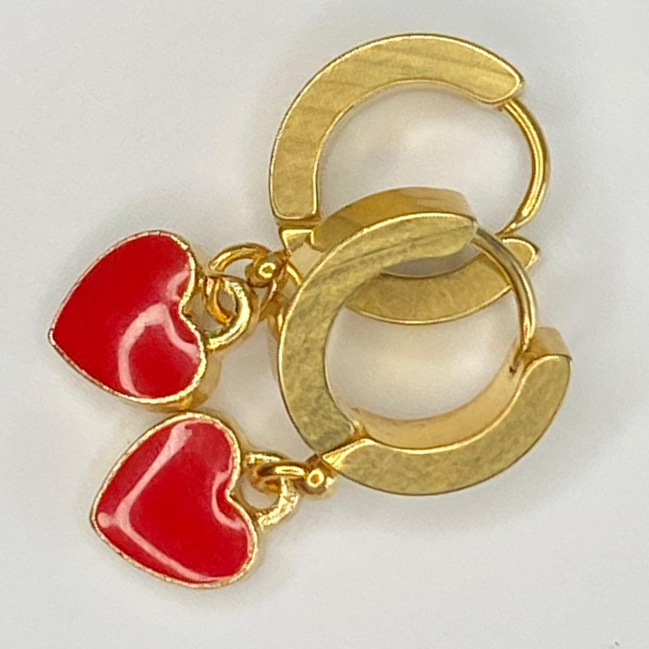 Enamel Hearts Huggie Hoop Earrings