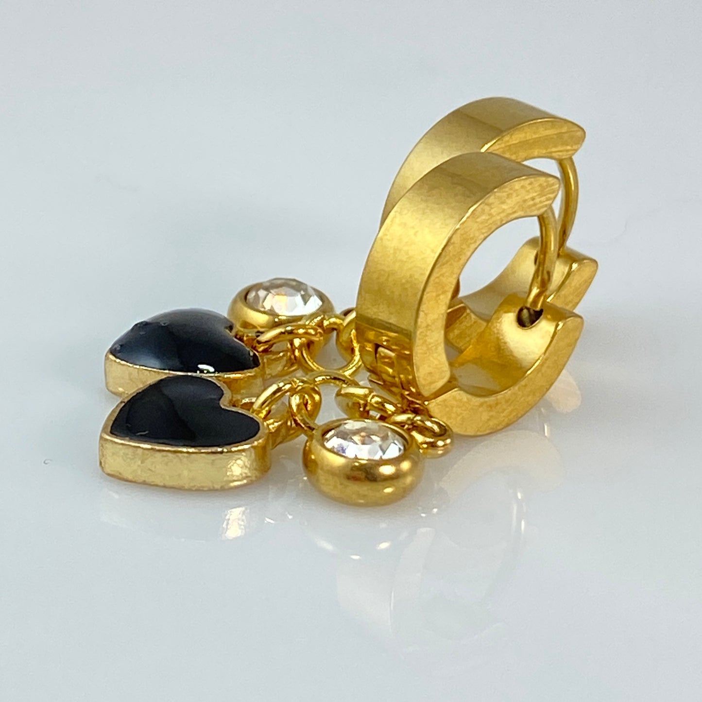 Enamel Hearts Huggie Hoop Earrings