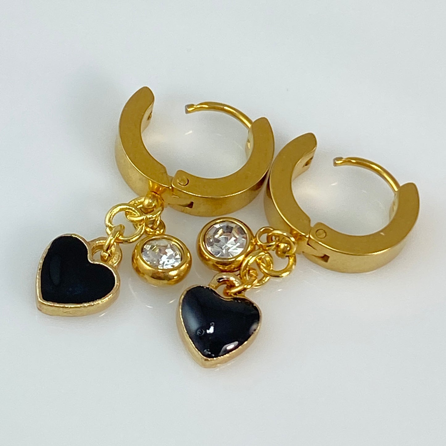 Enamel Hearts Huggie Hoop Earrings
