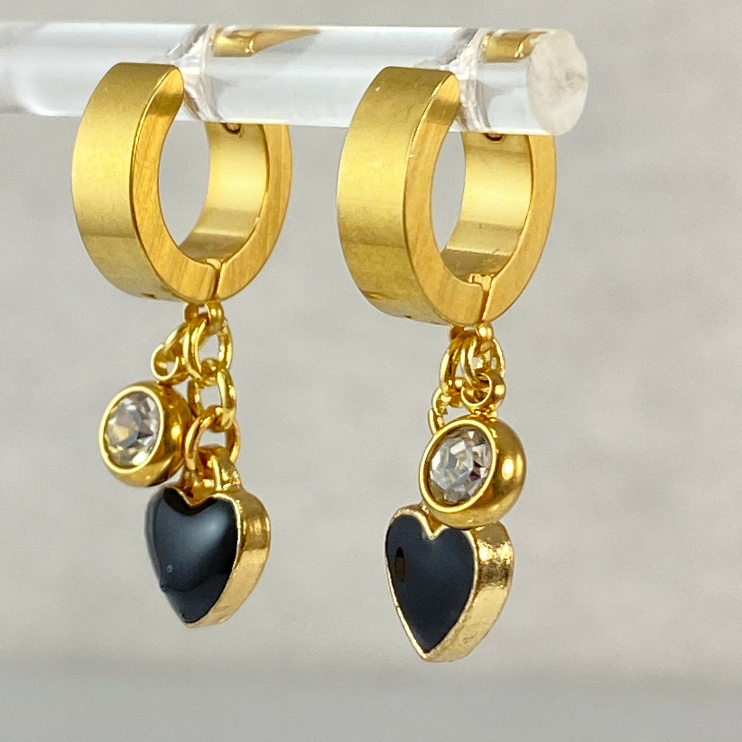 Enamel Hearts Huggie Hoop Earrings