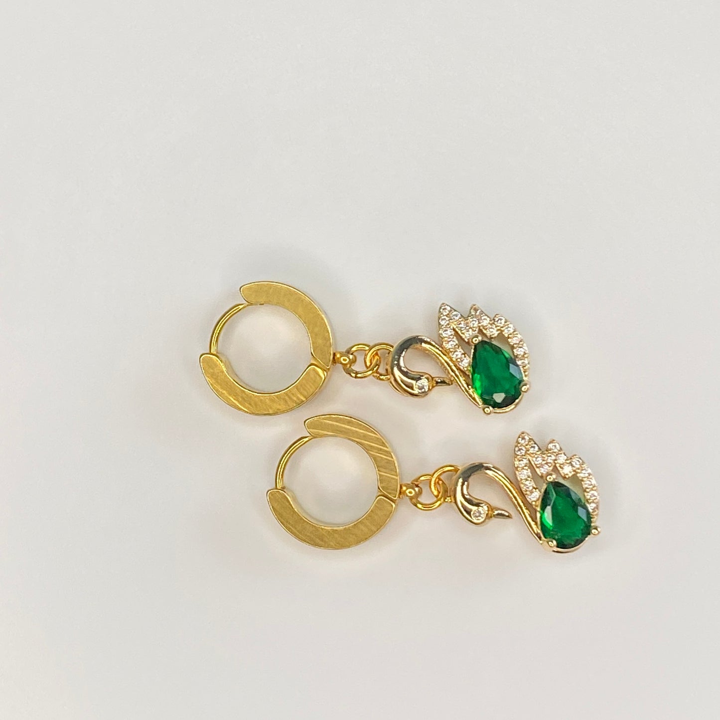 CZ Swan Huggie Hoop Earrings