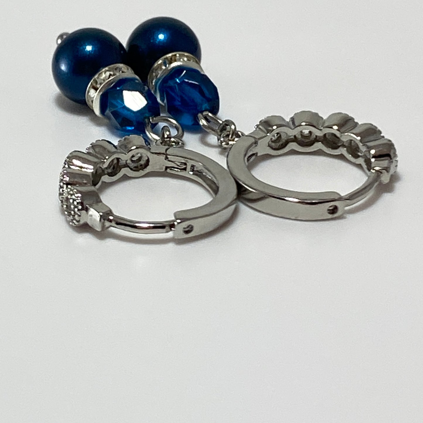 Pearls & Firepolished Beads Sterling CZ Hoop Earrings