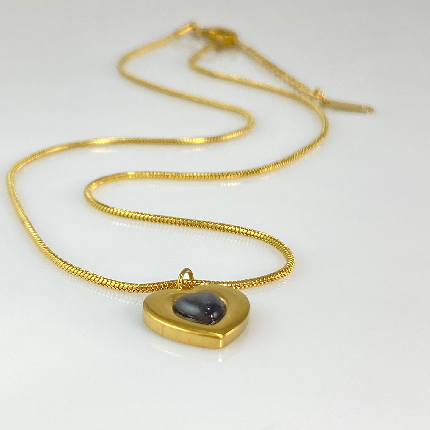 Black Heart Pendant Snake Chain Necklace