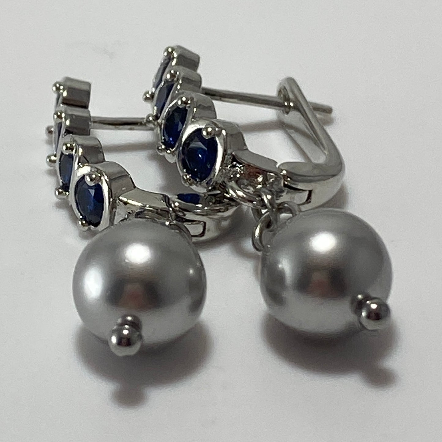 Pearl CZ Hoop Earrings