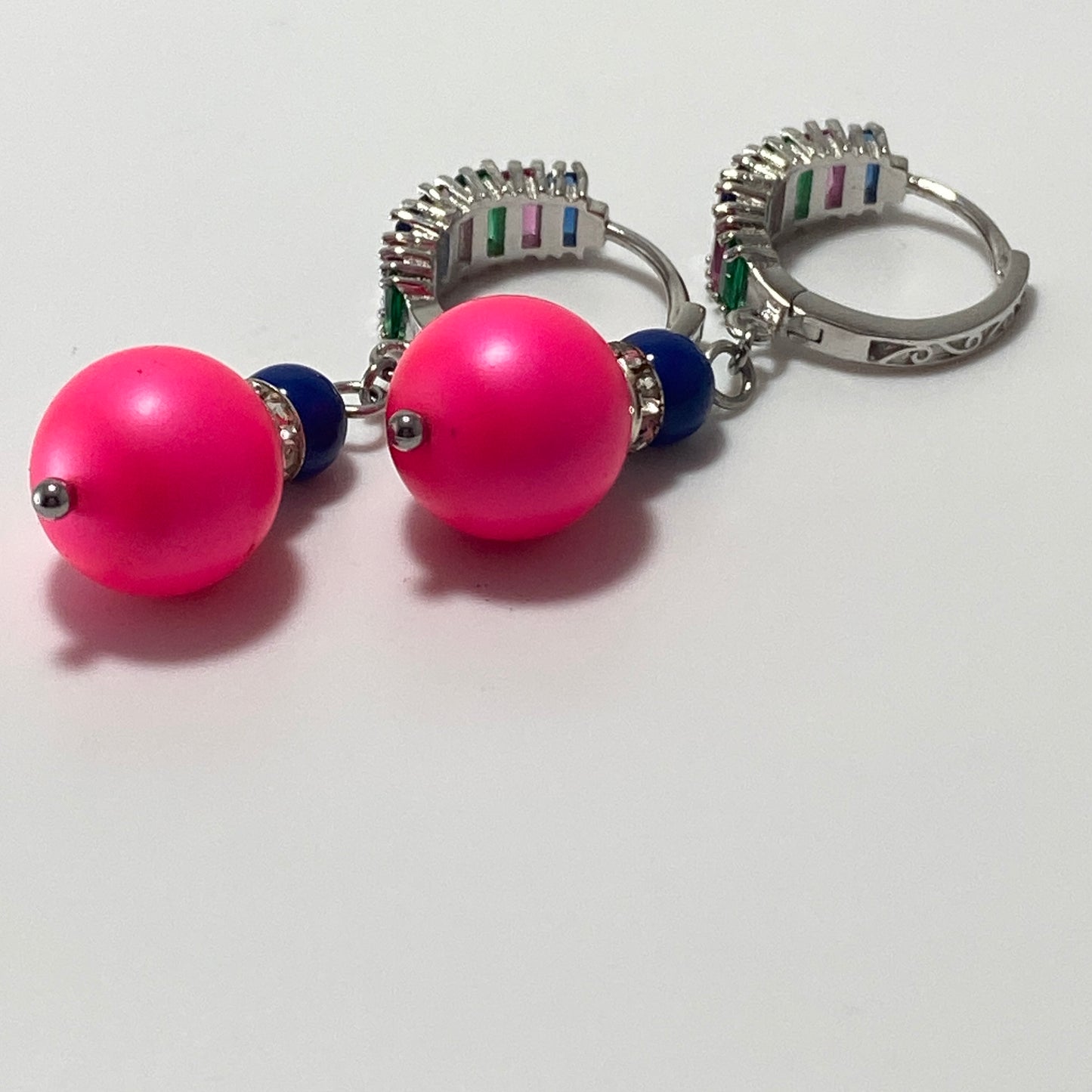 Pearls Sterling CZ Hoop Earrings